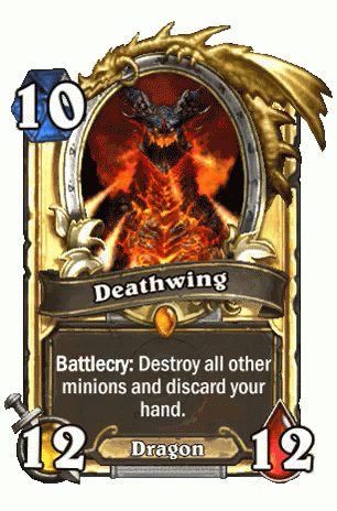 A Card That Says Deathwing On It With A Dragon On It GIF