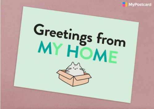 A Card That Says Greetings From My Home GIF
