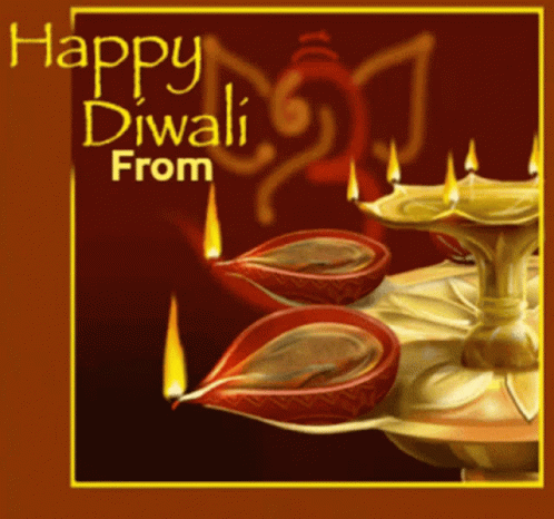 A Card That Says Happy Diwali From With A Picture Of Lit Candles GIF
