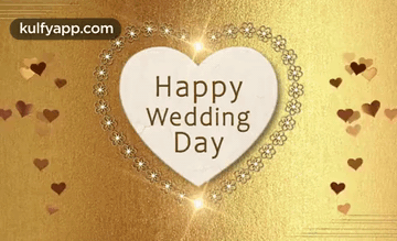 A Card That Says Happy Wedding Day With A Heart In The Middle GIF