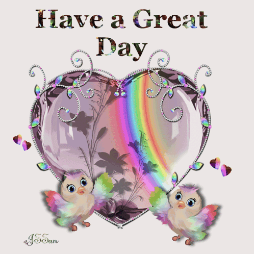 a card that says have a great day with two birds
