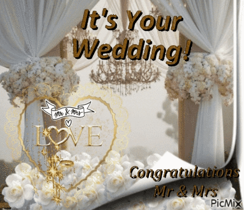 A Card That Says It 'S Your Wedding Congratulations Mr And Mrs GIF