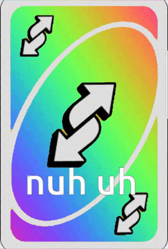 A Card That Says " Nuh Uh " With Two Arrows Pointing In Opposite Directions GIF