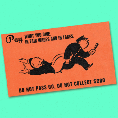 a card that says pay in fair wages and in taxes