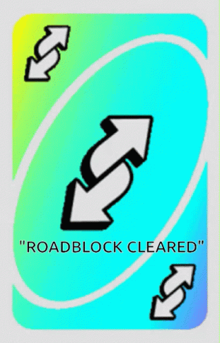 A Card That Says " Roadblock Cleared " On The Back GIF