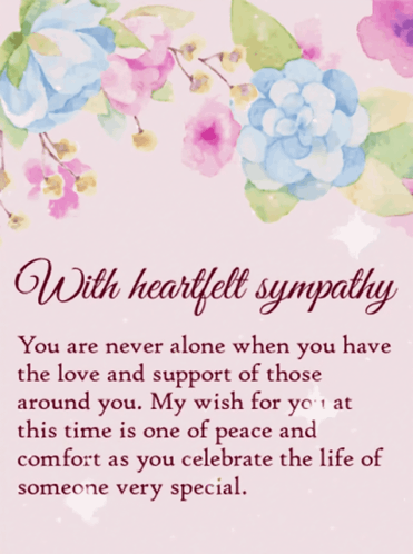 A Card That Says " With Heartfelt Sympathy " On It GIF