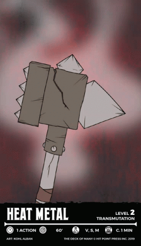 A Card With A Hammer On It That Says Heat Metal On It GIF