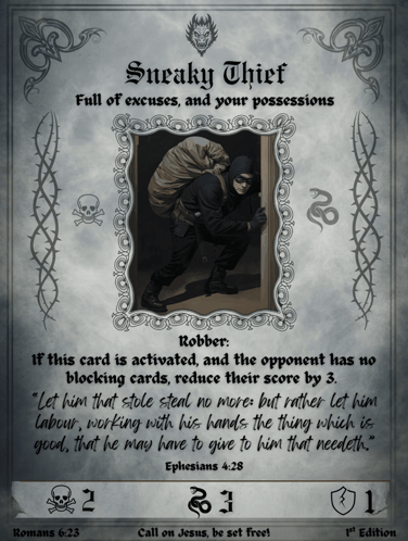 A Card With A Picture Of A Thief On It GIF