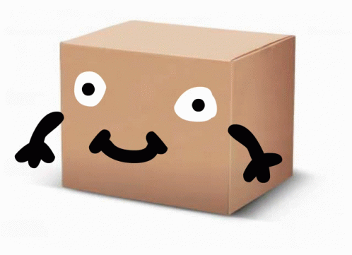 A Cardboard Box With A Face On It GIF