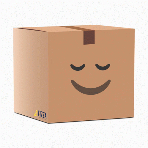 A Cardboard Box With A Smiling Face On It GIF