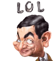 a caricature of mr bean with the word lol above him