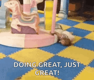 A Carousel With The Words Doing Great Just Great GIF