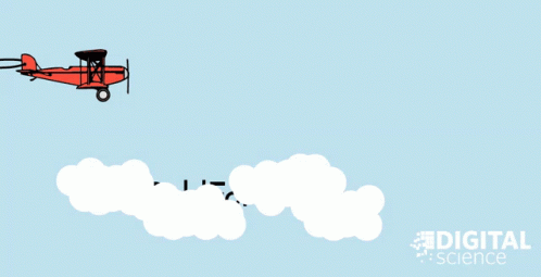 A Cartoon Airplane Flying In The Sky With The Words Happy International Women 'S Day GIF