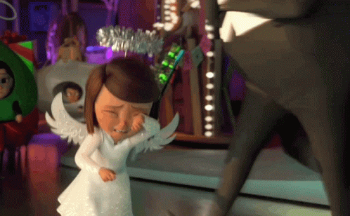 A Cartoon Angel Is Crying In Front Of A Man GIF