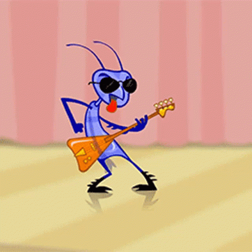 A Cartoon Ant Is Playing A Guitar With Sunglasses On GIF