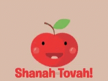 A Cartoon Apple With A Face And The Words Shanah Tovah GIF
