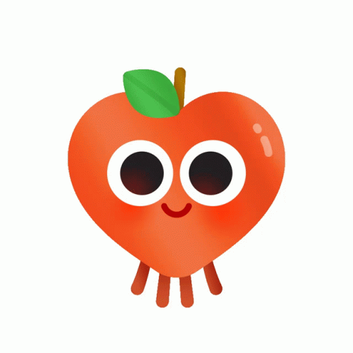 A Cartoon Apple With A Question Mark Above It GIF