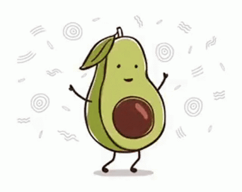A Cartoon Avocado With Arms And Legs And A Leaf On Its Head . GIF