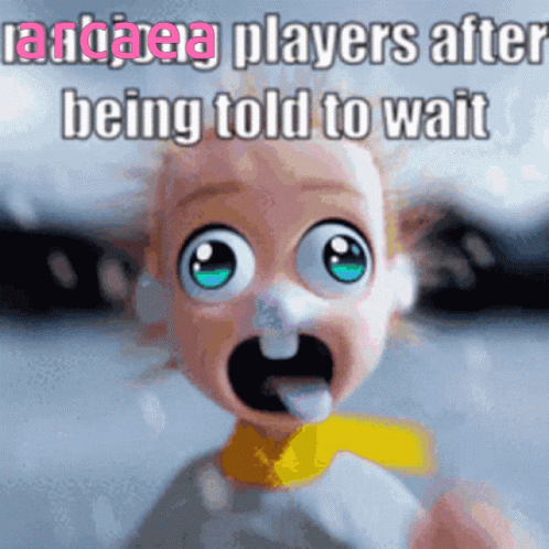 A Cartoon Baby Is Being Told To Wait By A Person GIF