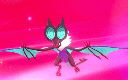 A Cartoon Bat Is Flying In The Air With A Pink Background GIF