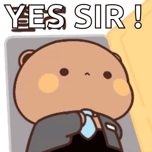 A Cartoon Bear In A Suit And Tie Is Saying " Yes Sir " GIF