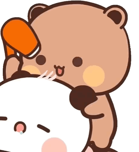 A Cartoon Bear Is Brushing Its Teeth With A Brush . GIF