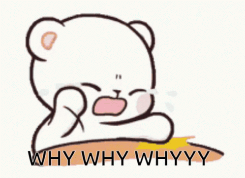 A Cartoon Bear Is Crying With The Words Why Why Whyyy Underneath It GIF