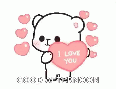A Cartoon Bear Is Holding A Heart That Says `` I Love You '' . GIF