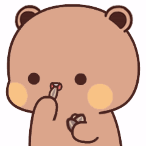 A Cartoon Bear Is Holding A Piece Of Bread In Its Mouth GIF