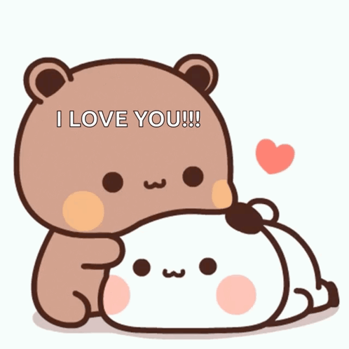 A Cartoon Bear Is Hugging Another Bear With The Words I Love You Written On It GIF