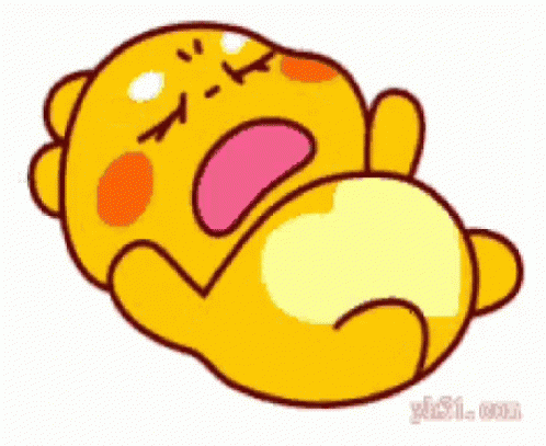 A Cartoon Bear Is Laying On Its Back With Its Eyes Closed . GIF