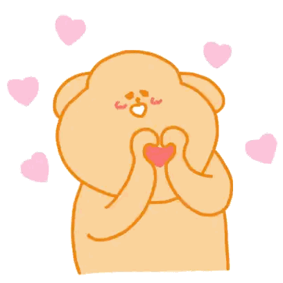 a cartoon bear is making a heart with his hands