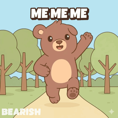 A Cartoon Bear Is Running Down A Path With The Words Meme Me Above It GIF