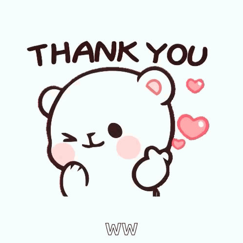 A Cartoon Bear Is Saying Thank You With Hearts Around It GIF