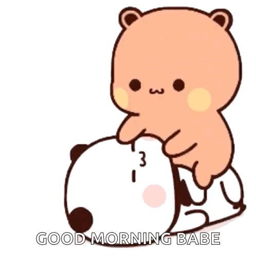 A Cartoon Bear Is Sitting On Top Of A Panda Bear And Says Good Morning Babe . GIF