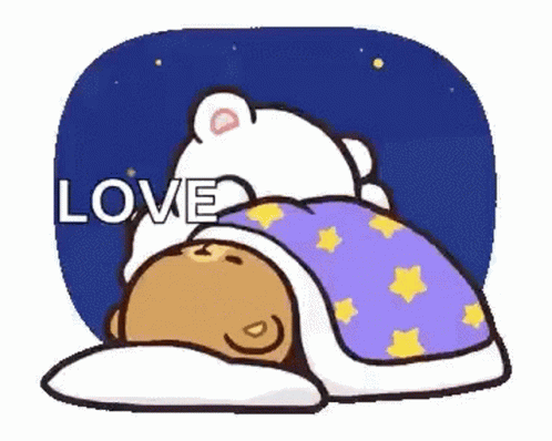 A Cartoon Bear Is Sleeping Under A Blanket With A Polar Bear . GIF