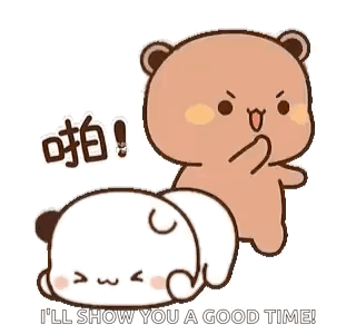 A Cartoon Bear Is Standing Next To A Panda Bear And Giving It A Piggyback Ride . GIF