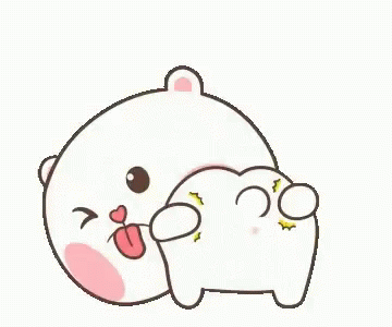 A Cartoon Bear Is Sticking Out Its Tongue And Making A Heart With Its Tongue . GIF