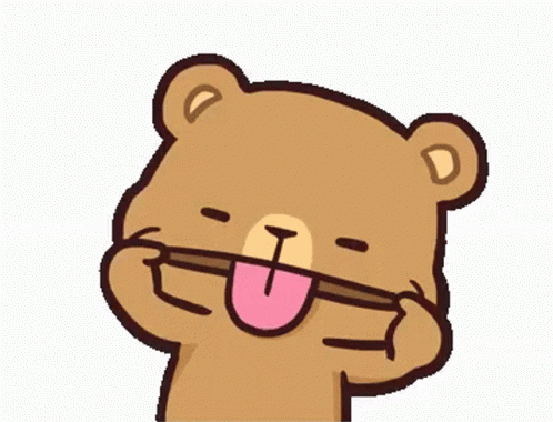 A Cartoon Bear Is Sticking Out Its Tongue GIF