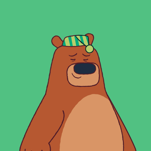 A Cartoon Bear Is Yawning With The Words Sleep Well Written Above Him GIF