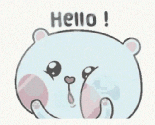 A Cartoon Bear Says Hello With A Heart In Its Mouth . GIF
