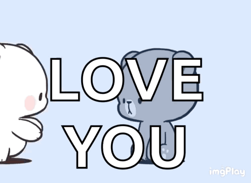 A Cartoon Bear Says " Love You " Next To A White Bear GIF