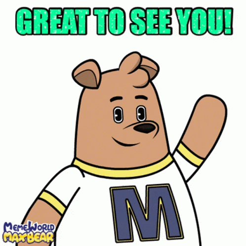 A Cartoon Bear Wearing A Shirt That Says M On It GIF