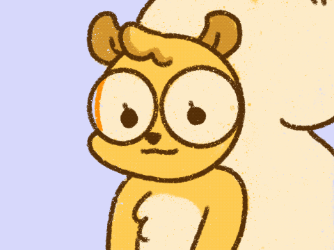 A Cartoon Bear Wearing Glasses And A Hat GIF