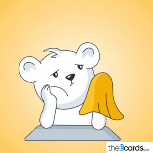 A Cartoon Bear With A Broken Heart And A Speech Bubble Saying Sad GIF