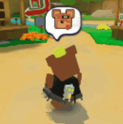 A Cartoon Bear With A Crown On His Head Is Walking Down A Path In A Video Game . GIF