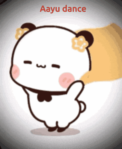 A Cartoon Bear With A Flower On Its Head And The Words Aayu Dance Below It GIF