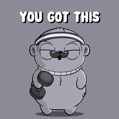 A Cartoon Bear With A Mustache Is Holding A Dumbbell And The Words You Got This Behind Him GIF