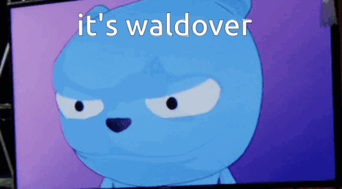 A Cartoon Bear With The Words It 'S Waldover Written Above It GIF