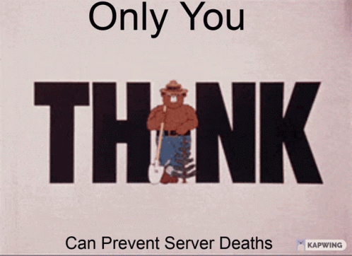 A Cartoon Bear With The Words Only You Can Prevent Server Deaths On It GIF